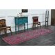 1970s Vintage Turkish Oushak Handmade Wool Cotton Purple Runner Rug 108x292