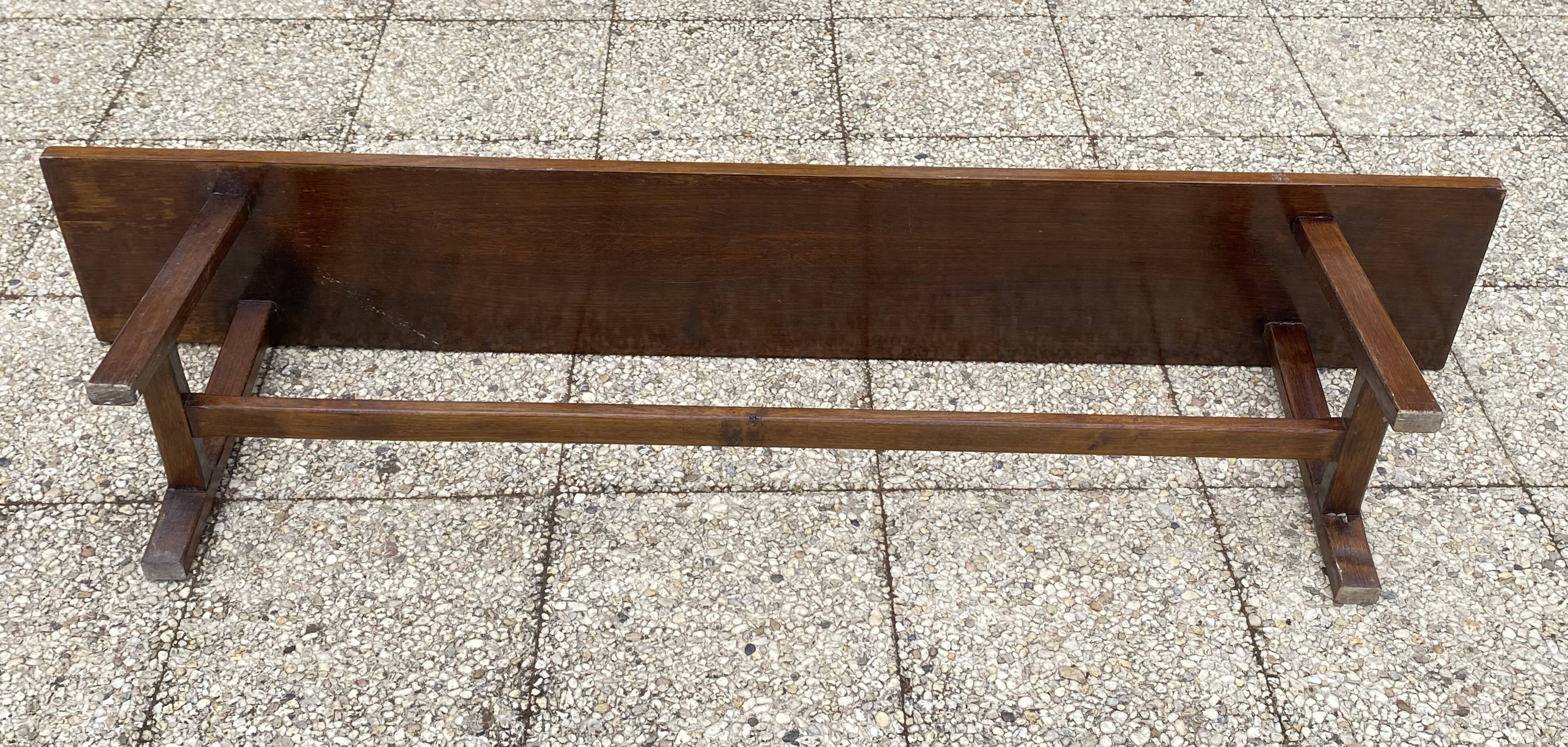 Solid oak farmhouse bench 180cm for rustic farmhouse table 1950