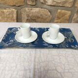 Duo de tasses et sous tasses à café S&P en porcelaine blanche
