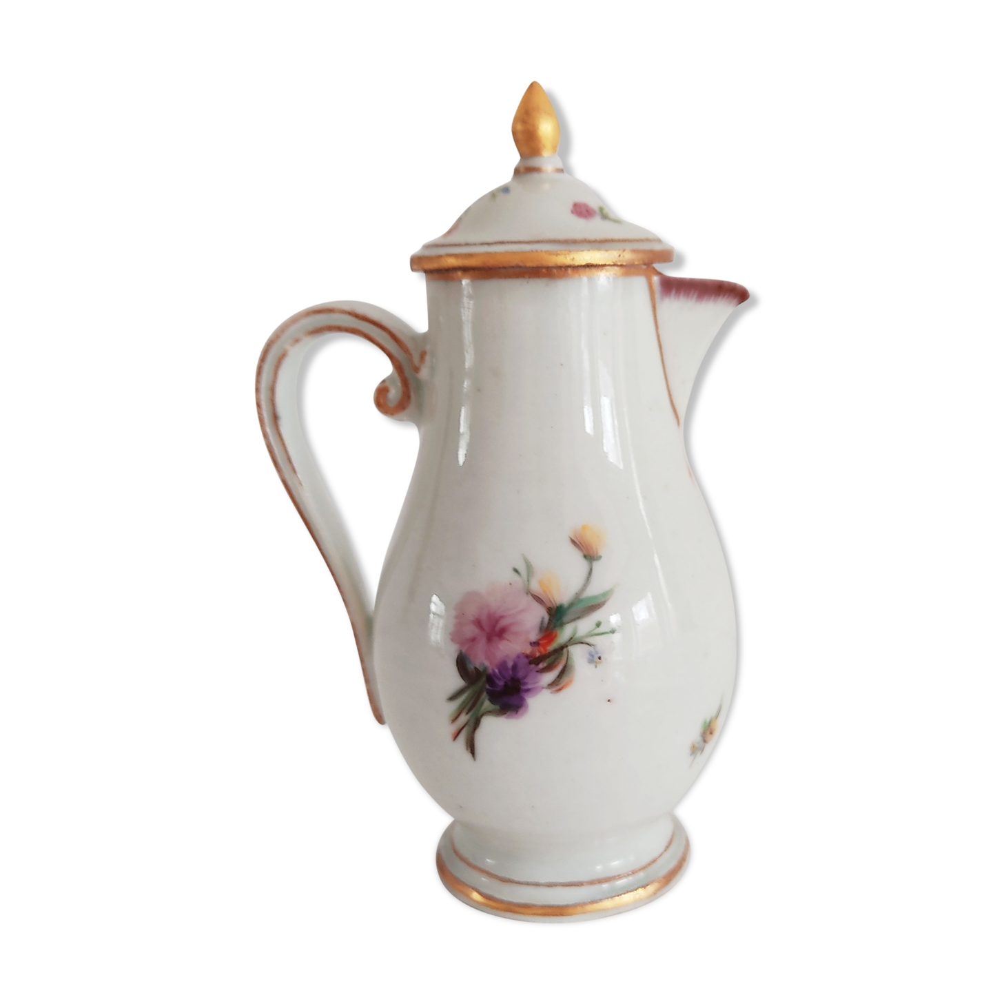 Small flower porcelain teapot, late 19th
