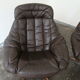 Pair of vintage Danish design brown leather swivel chairs by Bramin
