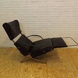 Tecno P40 chaise longue  , cuir noir