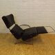 Tecno P40 chaise longue  , cuir noir