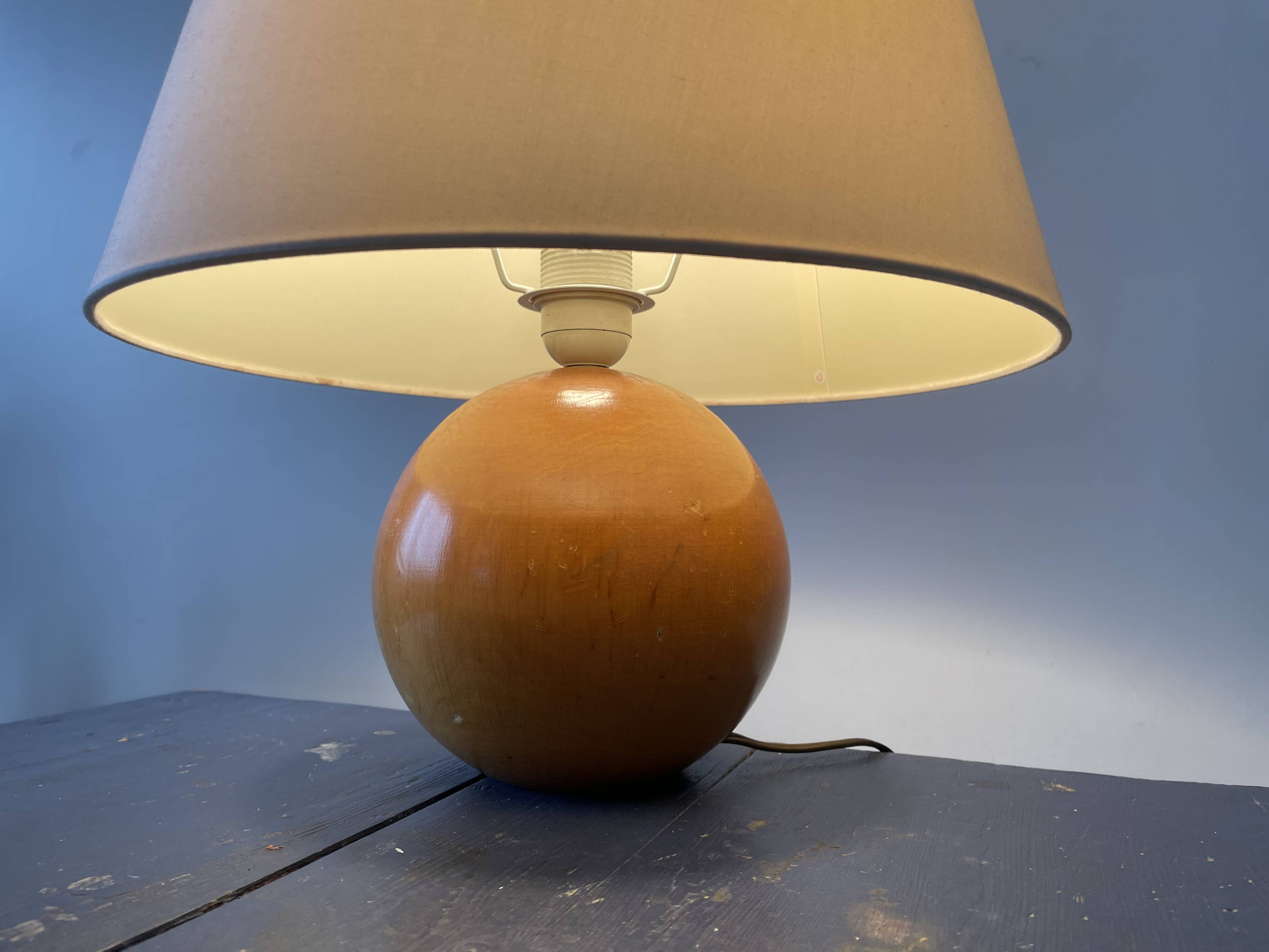 Grande lampe boule bois vintage