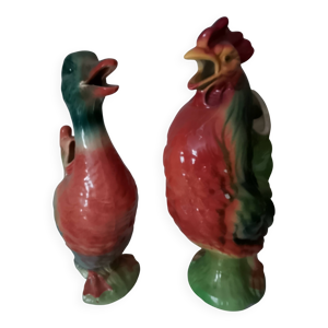 Paire de pichets en barbotine - canard