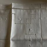 Pair of linen pillowcases with openwork and polka dots without monogram