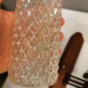 Applique danoise double en teck, laiton et verre cristal.