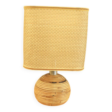 Lampe de table en osier, Italie, années 60