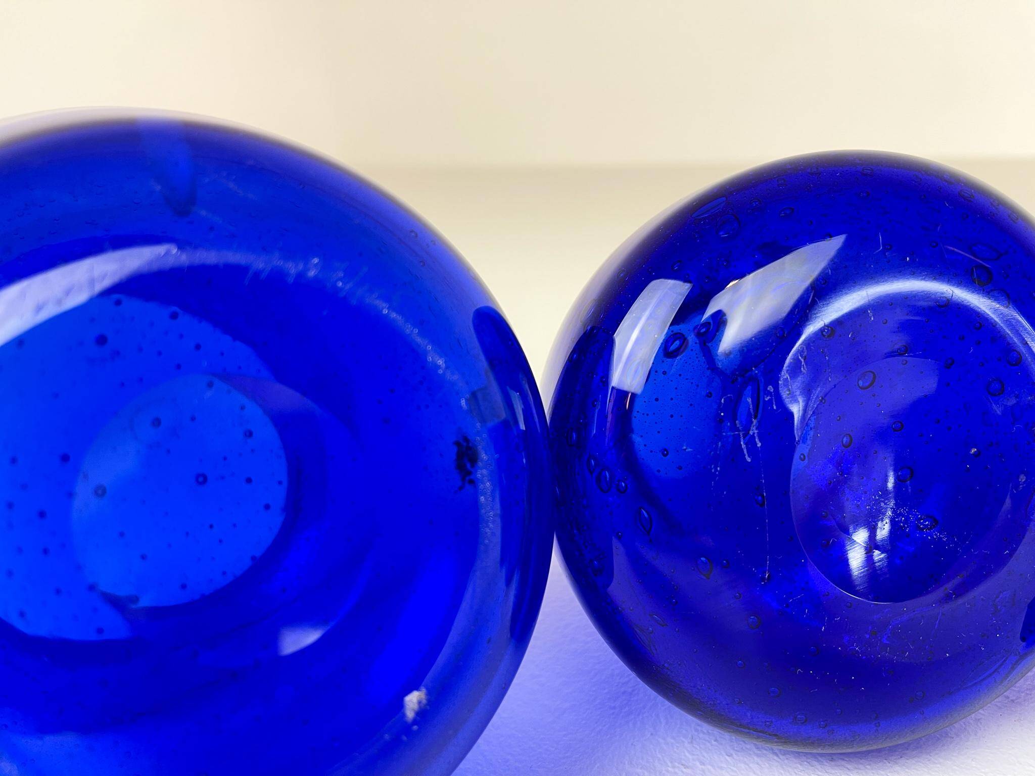 Midcentury Collection of Five Blue Vases by Erik Hoglund, Sweden, 1960s