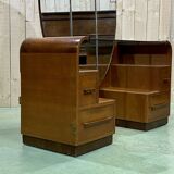 English art deco hairdresser in oak and walnut