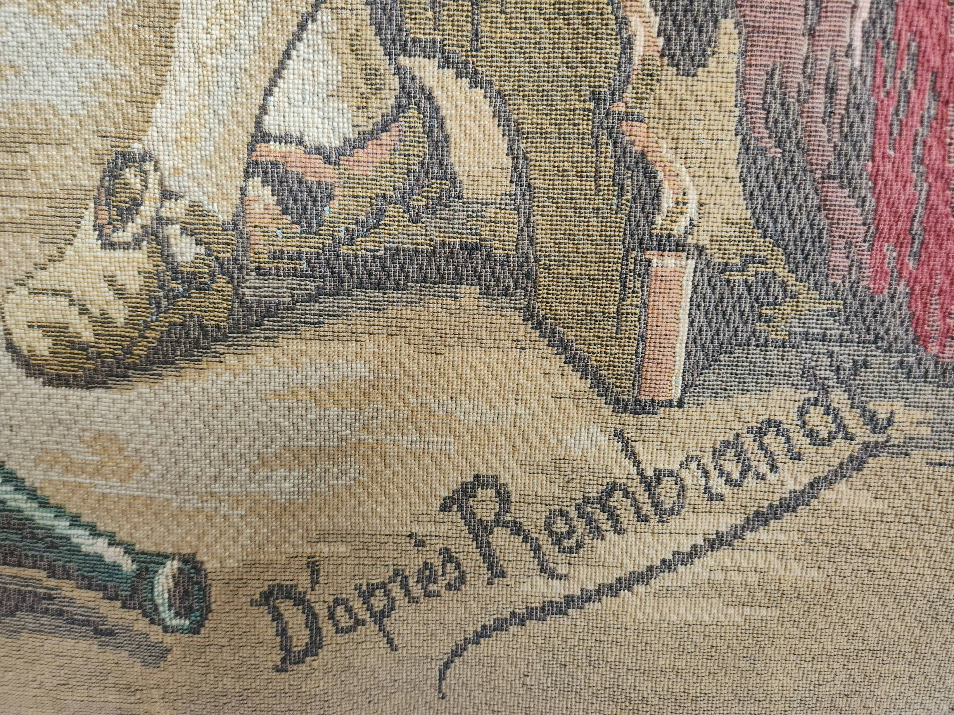 French wall tapestry Gobelin Tapestry "Jolly Men" "After Rembrandt"