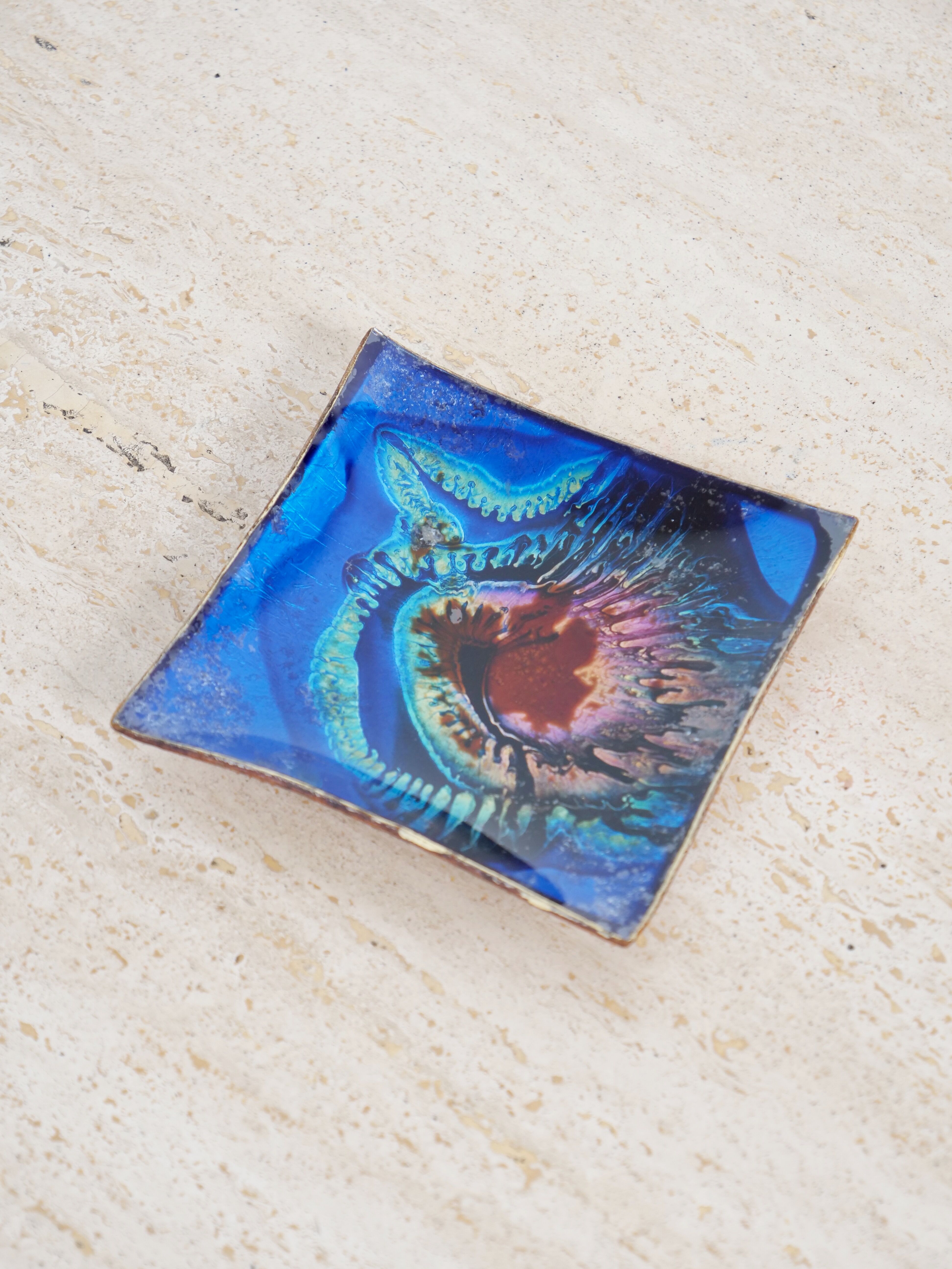 Psychedelic enamelled leather catchall tray