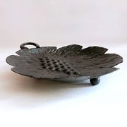 Artisanal embossed metal tripod dish