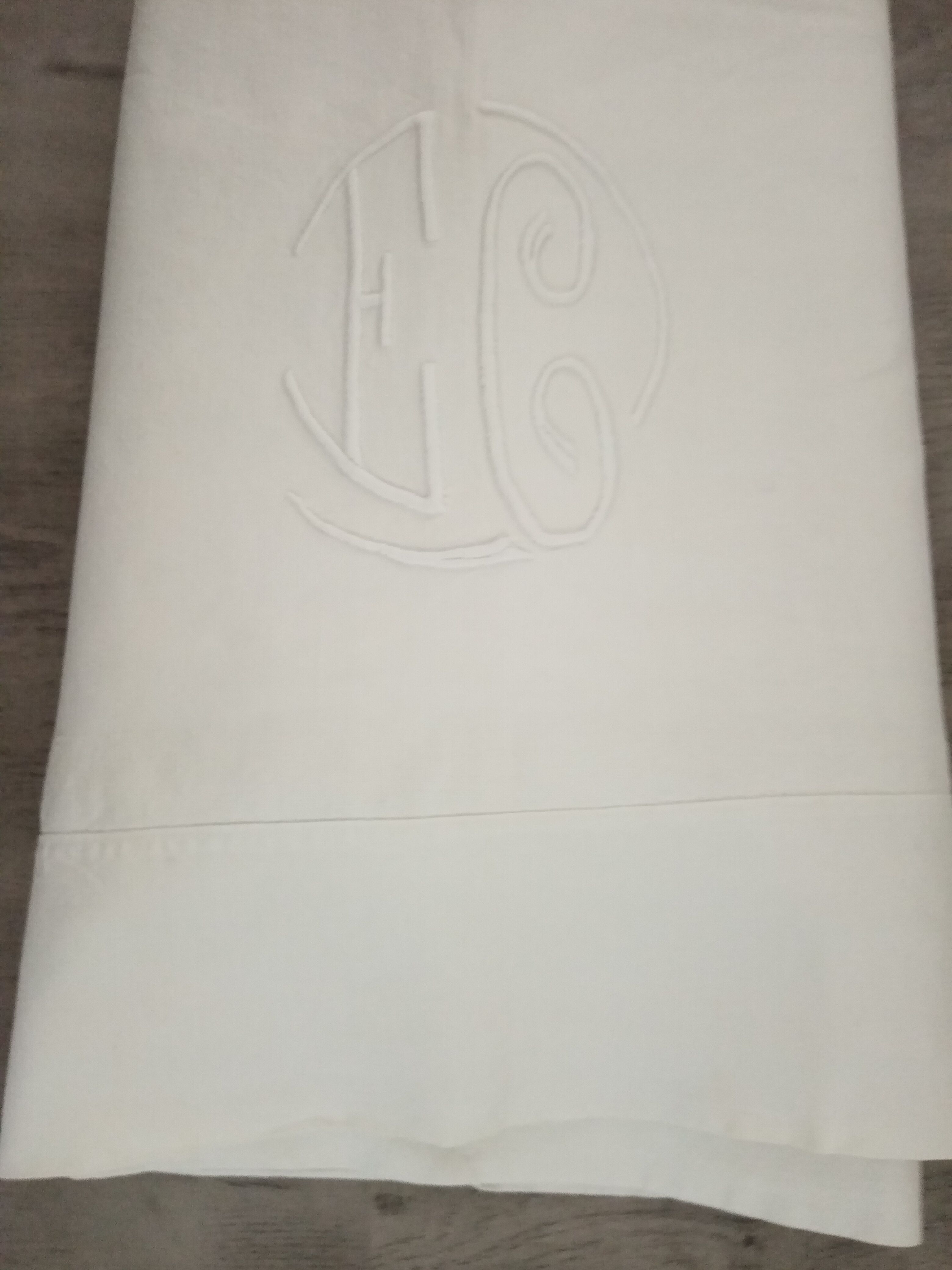 Old embroidered monogrammed sheet EC métis sheet 285 x 200 cm