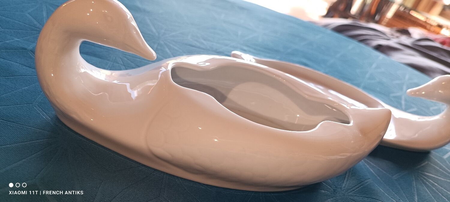 2 Apilco white porcelain foie gras serving dishes