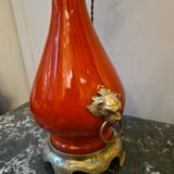 Pair of electrified nineteenth century kerosene lamp