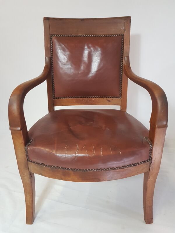 fauteuil de bureau bois et cuir Empire