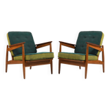 Early 1950s Danish Pair of Easychairs in Oak and Teak