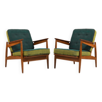 Paire de fauteuils en chêne et teck du début des années 1950