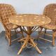 Set consisting of a table and three chairs made of chestnut slats from the 1950s/60s.