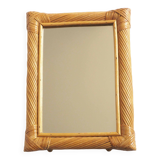 Rectangular rattan mirror
