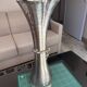 Pure tin sun vase at 95%, signed Jean Goardère.