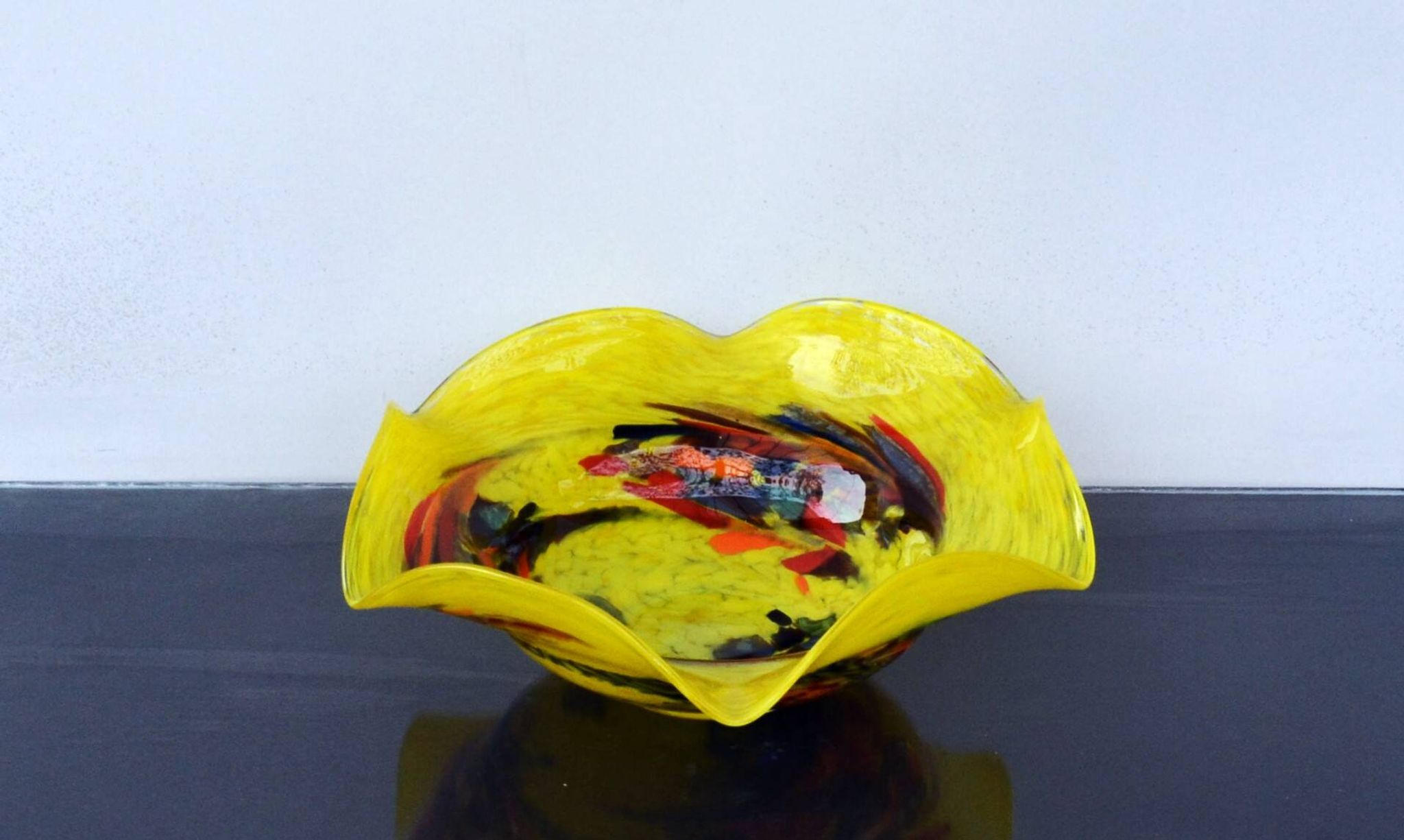 Mid Century Center Multicolored Table Bowl Murano Glass