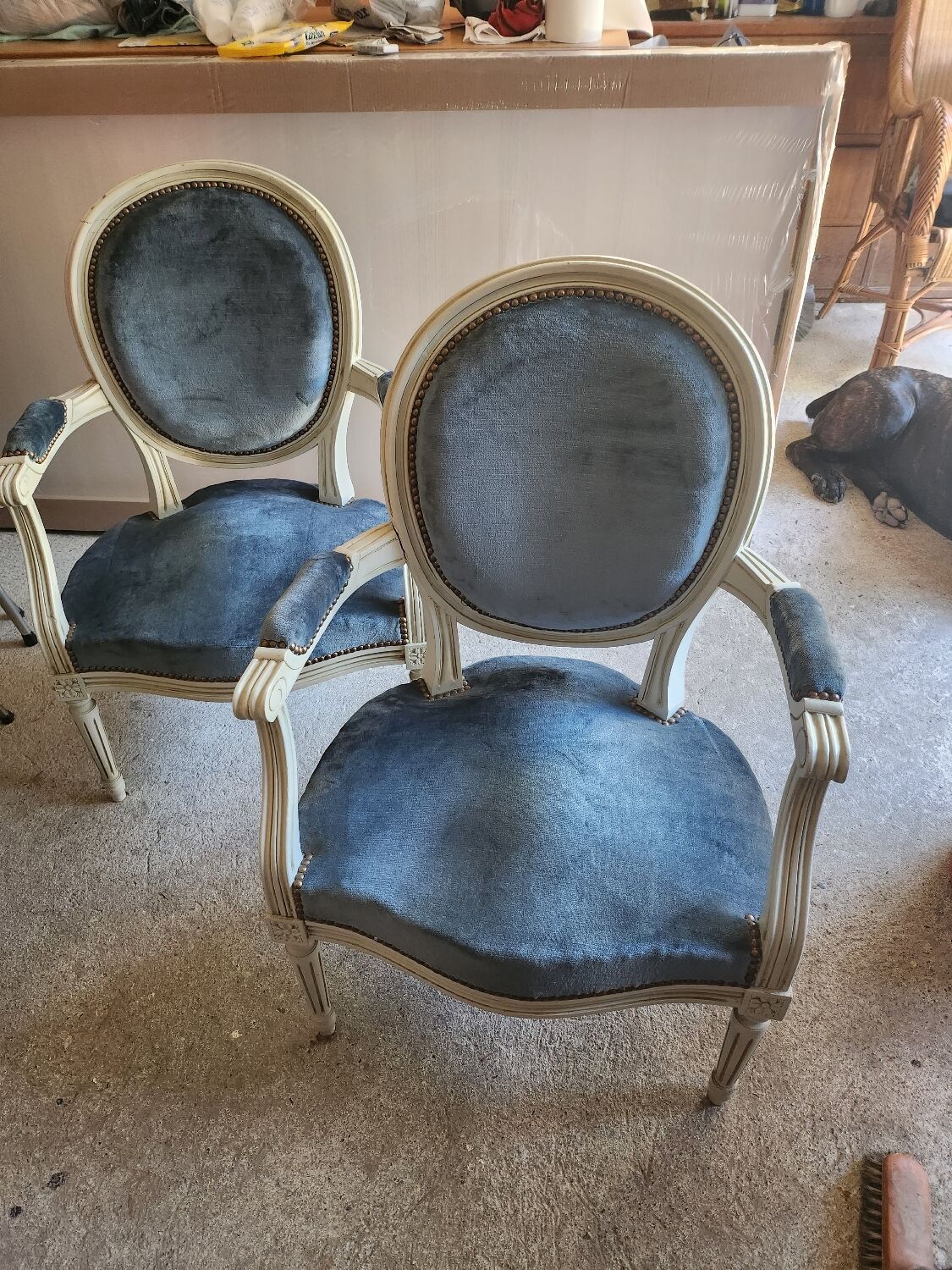 Pair of Louis XVI style armchairs