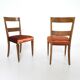 Set of Ten Orange Fabric Upholstery and Walnut Dining Chairs, Italy