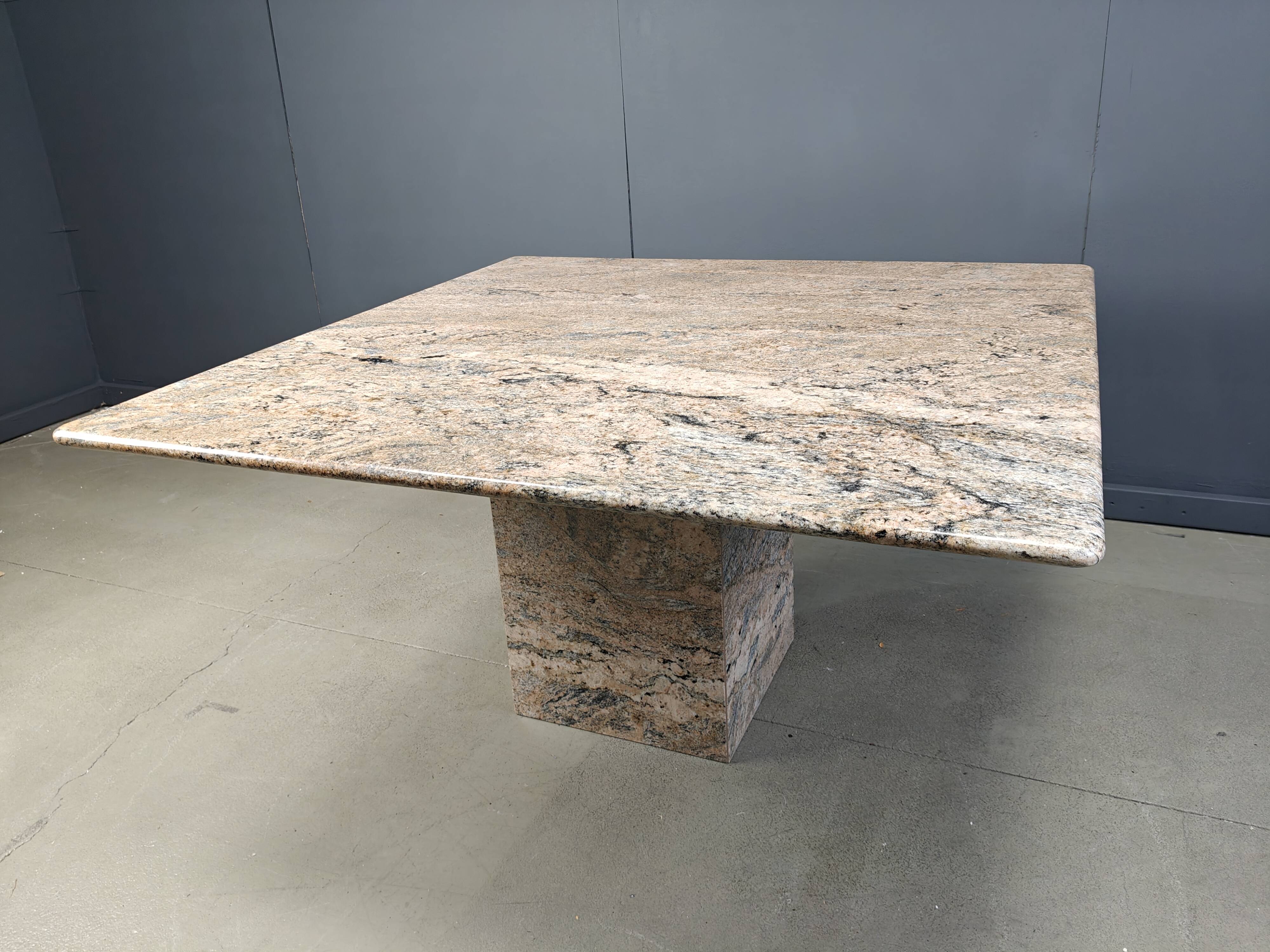 Vintage square granite dining table, 1970s
