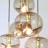 Grand cascading chandelier in smoked glass by Peill & Putzler, Germany, 1970s.