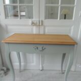 Console, side desk of beautiful craftsmanship re-enchanted in verdigris