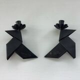 2 bougeoirs brutalistes formant des oiseaux, Danemark 1970