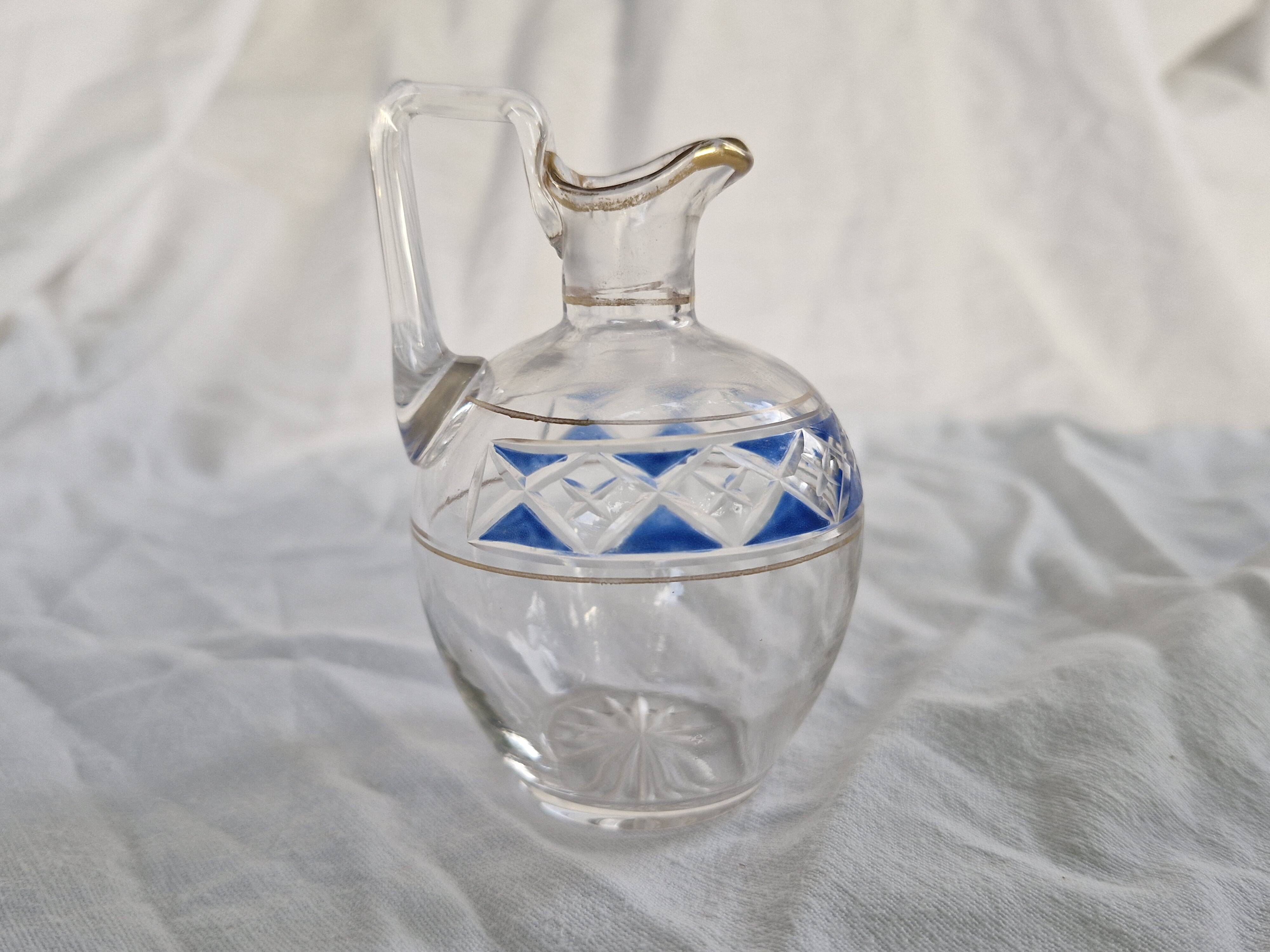 3 Antique Pieces Cut Crystal, Enameled - Early 20th Century
