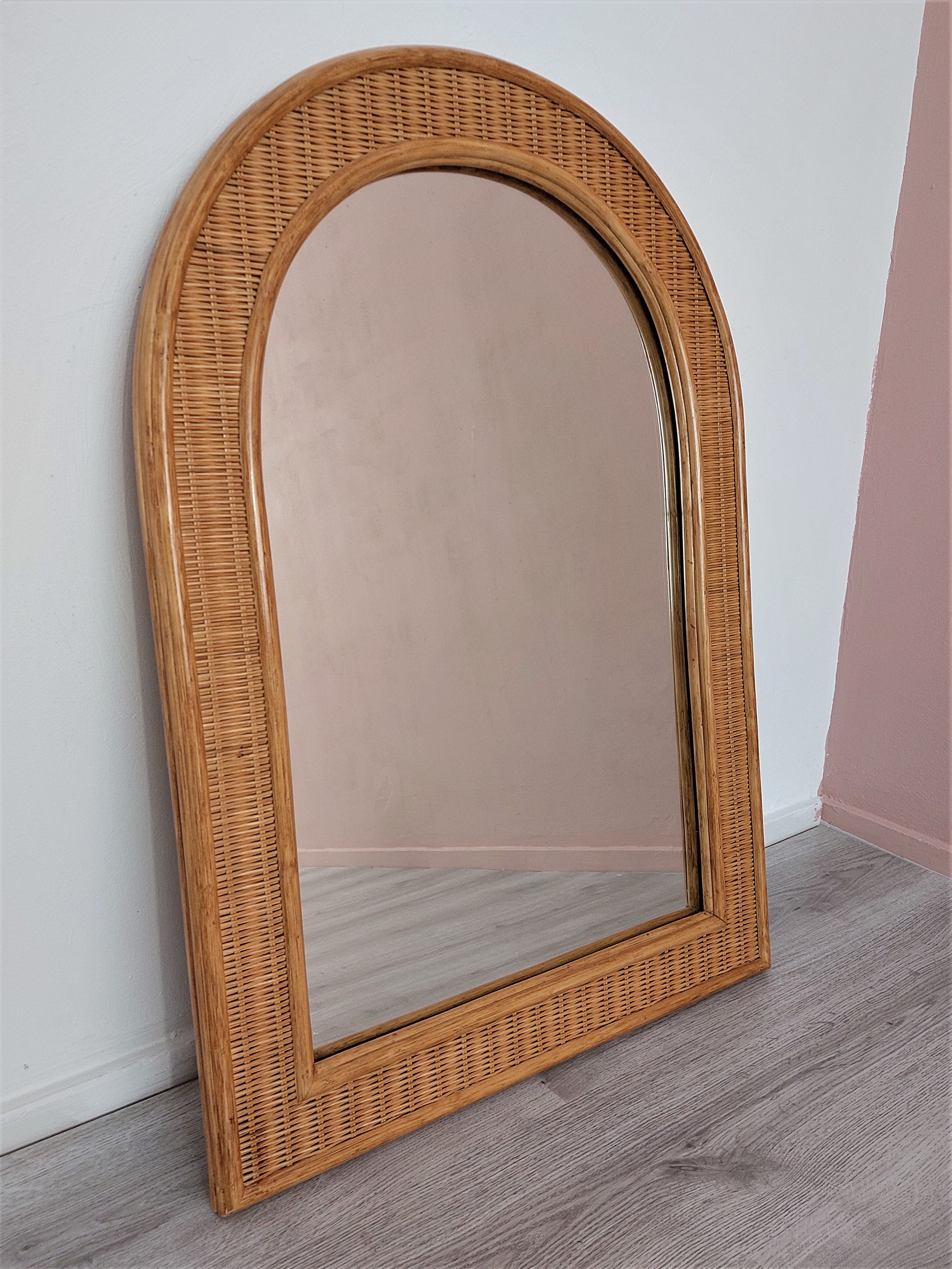 Vintage Rattan Mirror 81x58