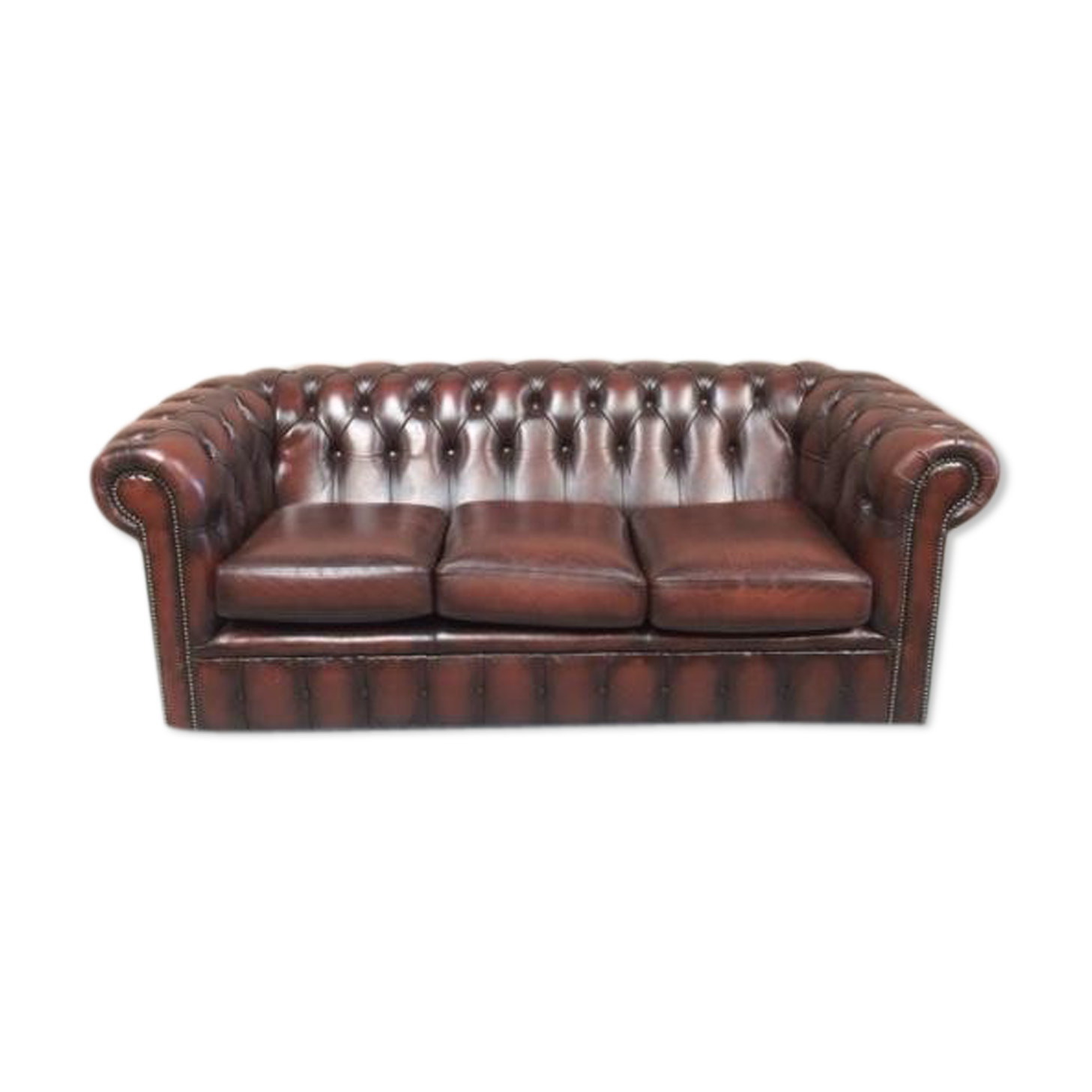 Brown leather chesterfield sofa