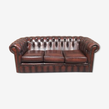 Brown leather chesterfield sofa