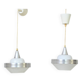 Glass and metal pendant lamps
