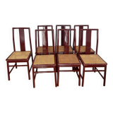Set of 7 lacquered and caned chairs 1980 MONTINA SPA Italy