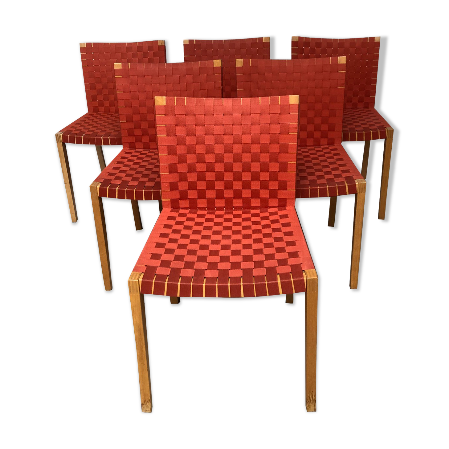Peter Maly's 737 red chairs for vintage Thonet