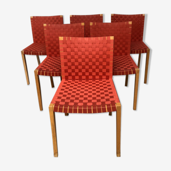 Chaises rouges 737 de Peter Maly pour Thonet vintage