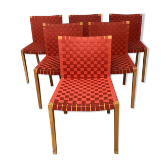 Peter Maly's 737 red chairs for vintage Thonet