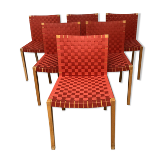 Chaises rouges 737 de Peter Maly pour Thonet vintage