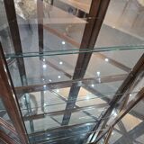 Vitrine hexagonale vintage en bois et verre – éclairé-Style classique