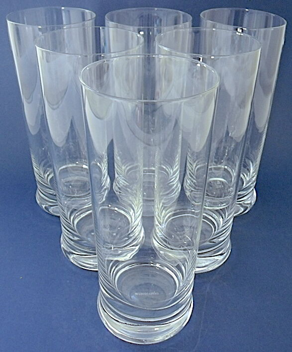 Suite of six glasses with orangeade, long drink, water or table in colorless crystal.