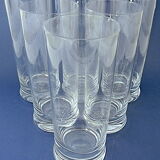 Suite of six glasses with orangeade, long drink, water or table in colorless crystal.