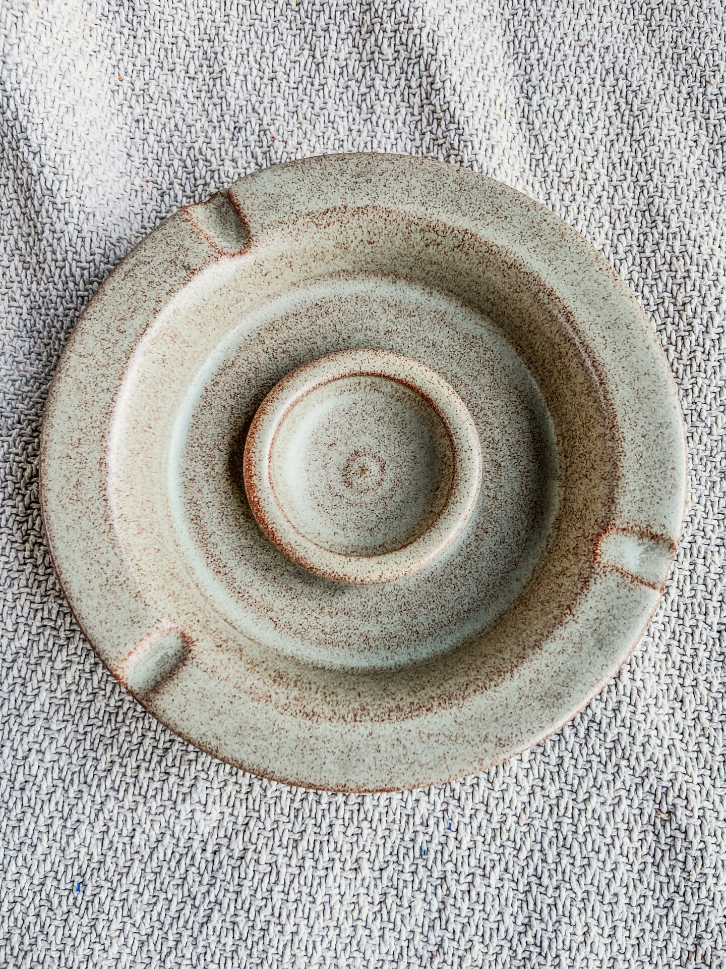 Vintage Speckled Stoneware Ashtray 1970s Design Catchall