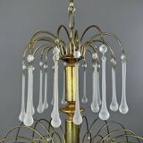 Lustre en laiton doré et pampilles de verre, XXe siècle