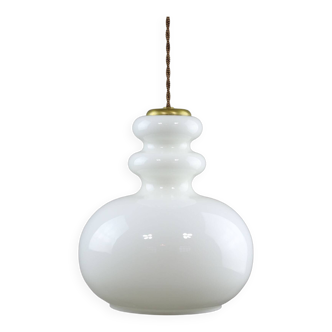 Mid-century Italian Brass and Opaline Pendant Lamp