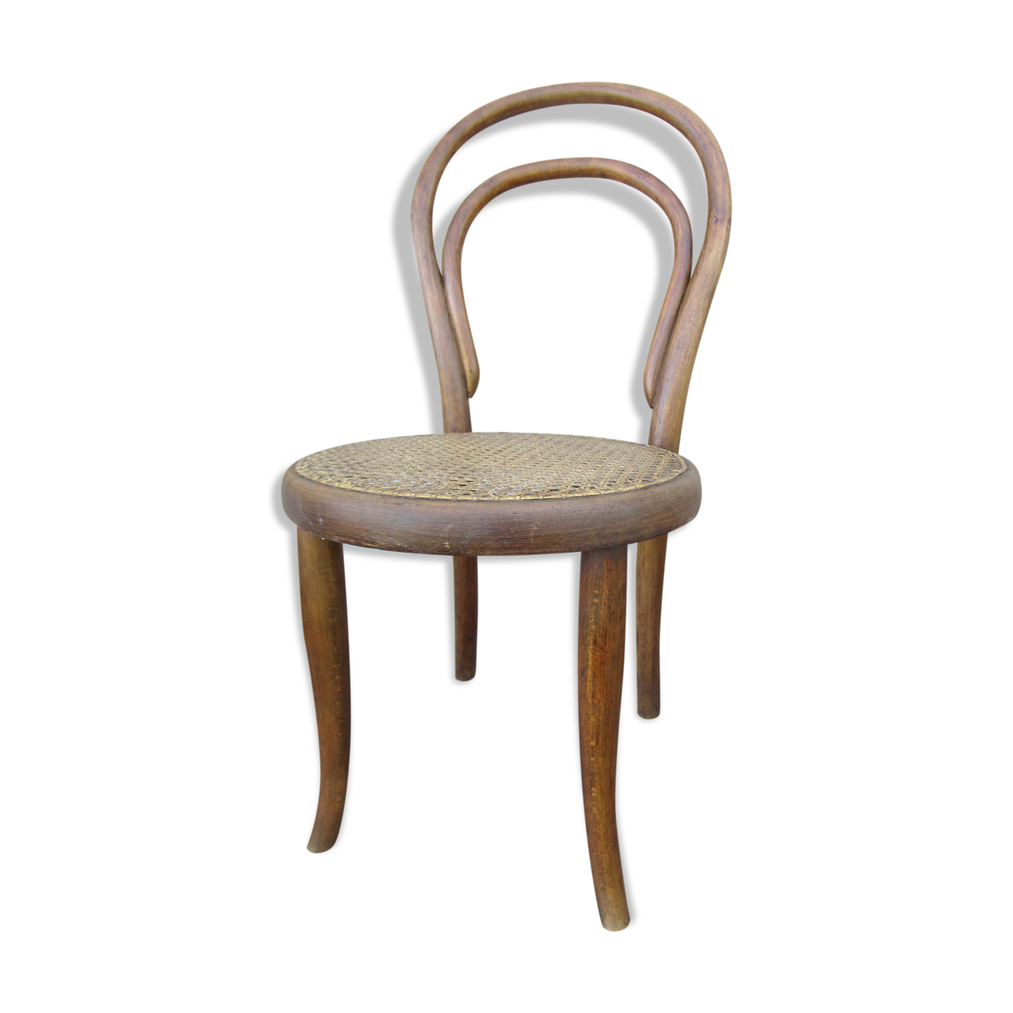 Chaise d'enfant cannée en bois tourné de style thonet